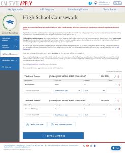 An screenshot of the CSU application